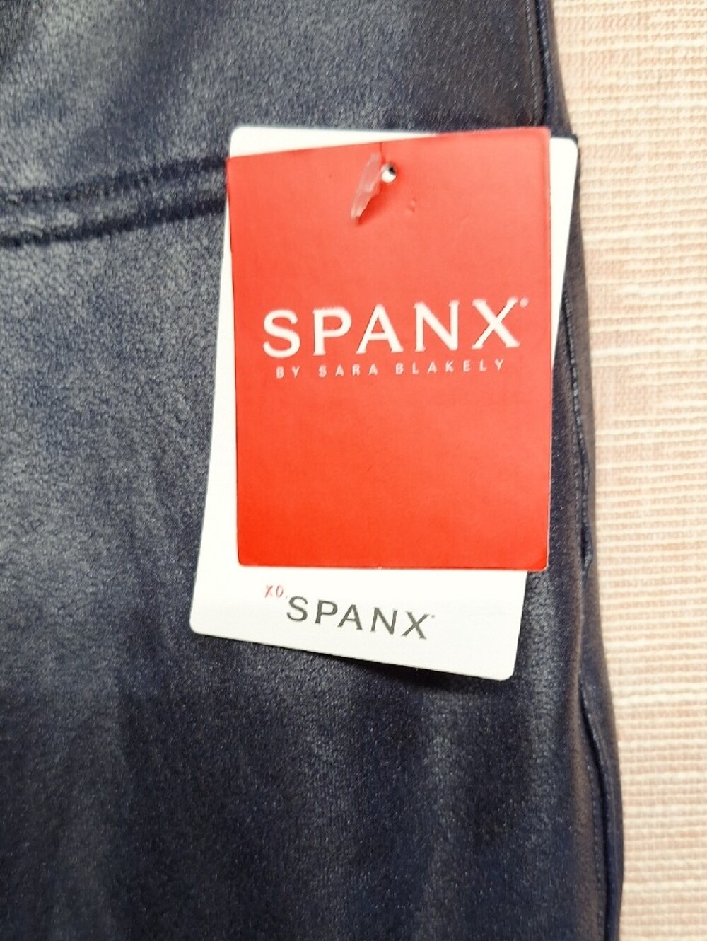 SPANX Faux Leather High-Waist Jeggings, Leggings — Navy Size L - Picture 3 of 12